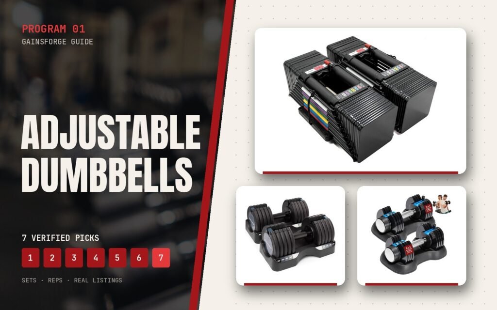 Adjustable Dumbbells guide cover with featured products