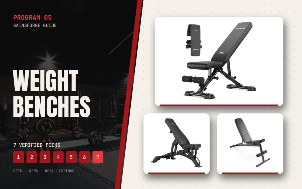 Weight Benches guide cover with featured products